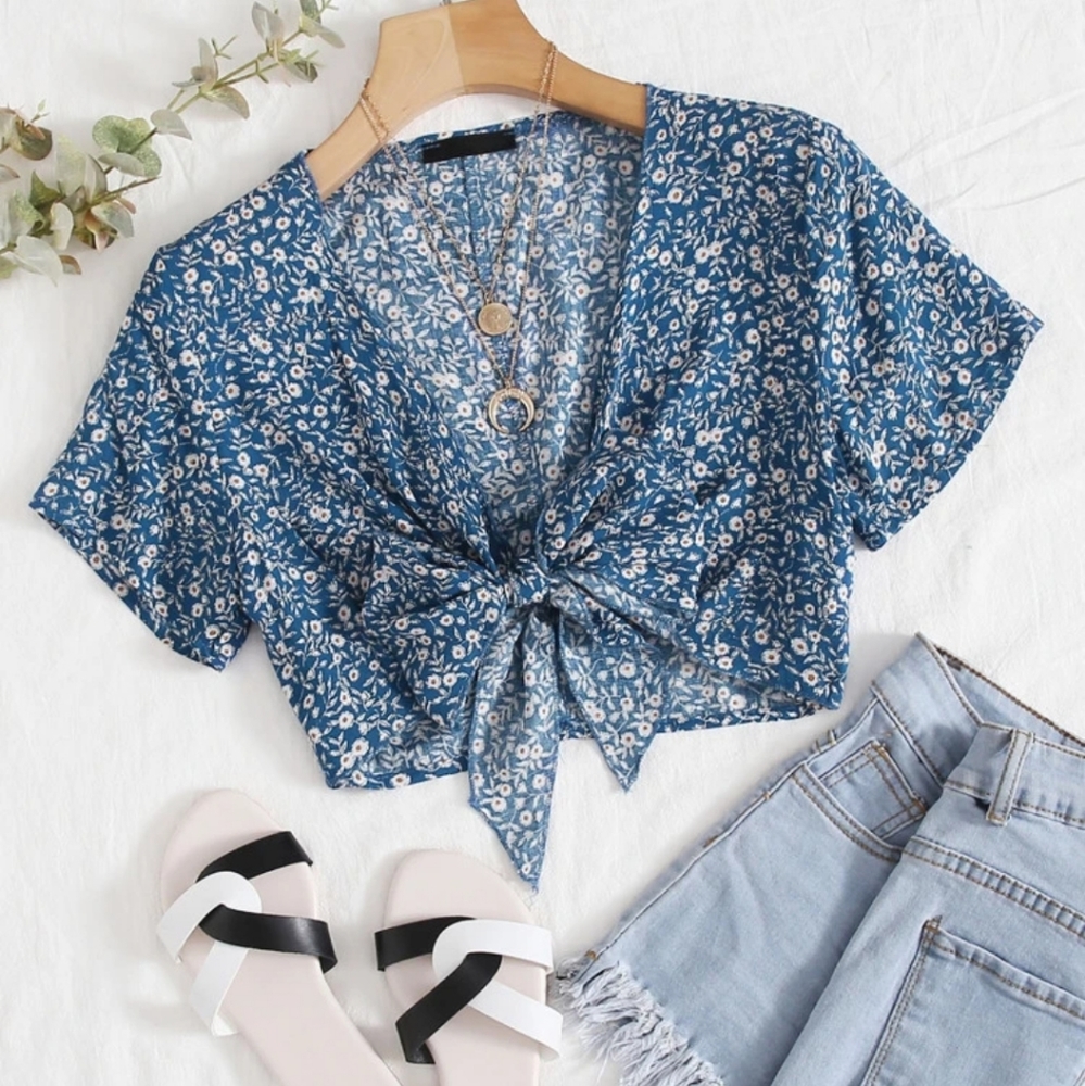 Tie front crop top